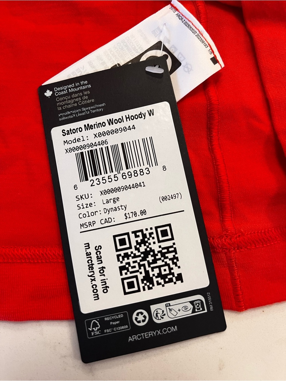 Arc’teryx NWT Satoro Merino Wool Hoody Women’s Size: Large Colour: Dynasty - Picture 7 of 13